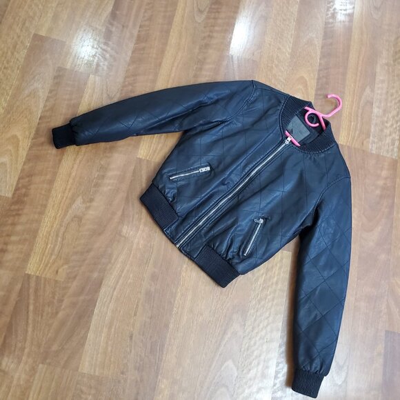 RD  Style Faux Leather Bomber Jacket fits sz Large - Picture 7 of 9